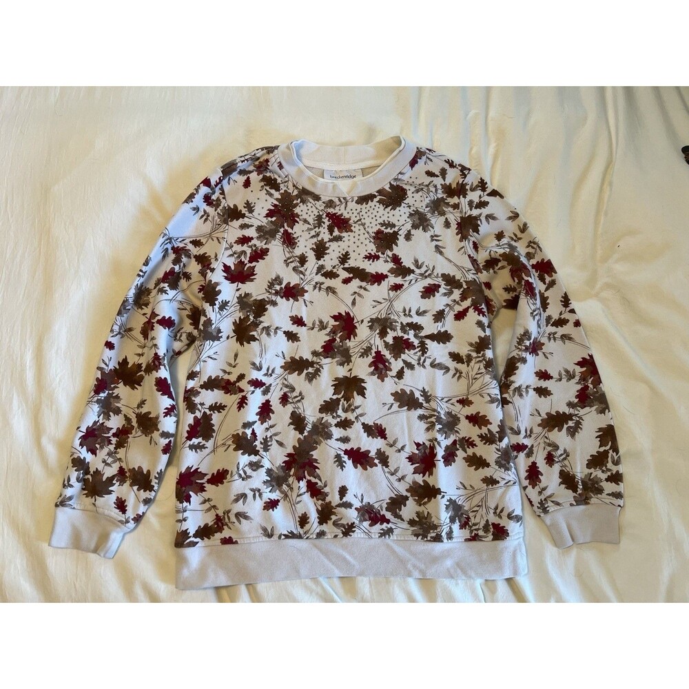 Breckenridge Autumn Leaves & Gems Themed Sweatshirt Top Women’s Small